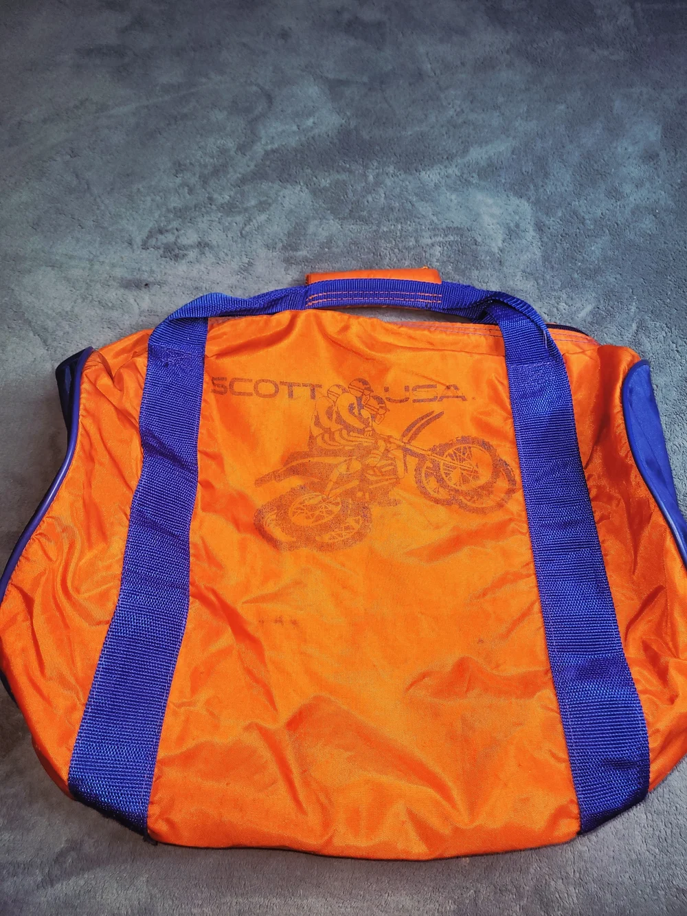 Vintage Scott USA Motocross Gear Duffel Bag Orange Blue 90s Retro MX BMX